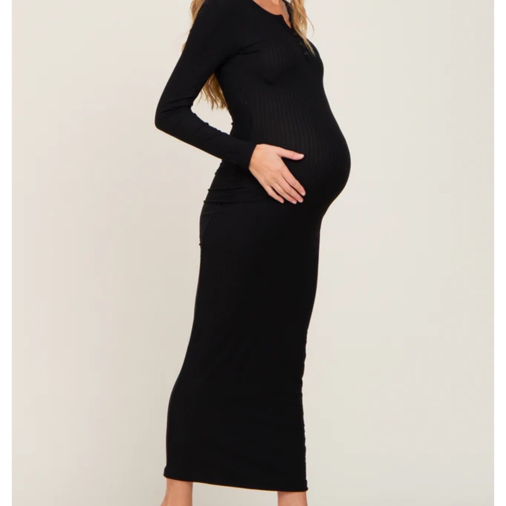 Pinkblush Black Long Sleeve Maternity Dress
